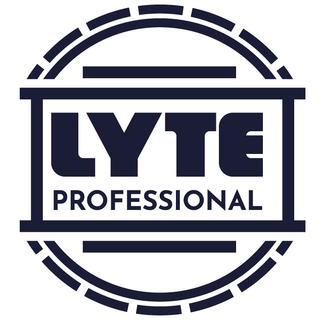 The logo for lyte professional is black and white