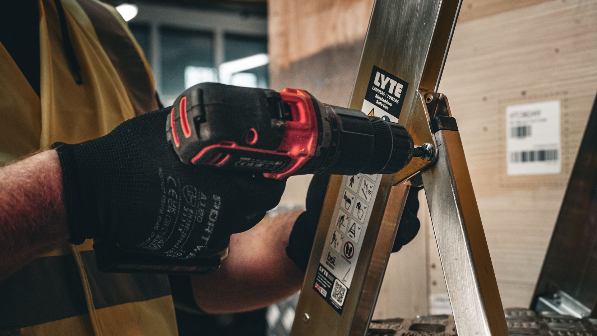 Engineer repairing a bolted designed step ladder