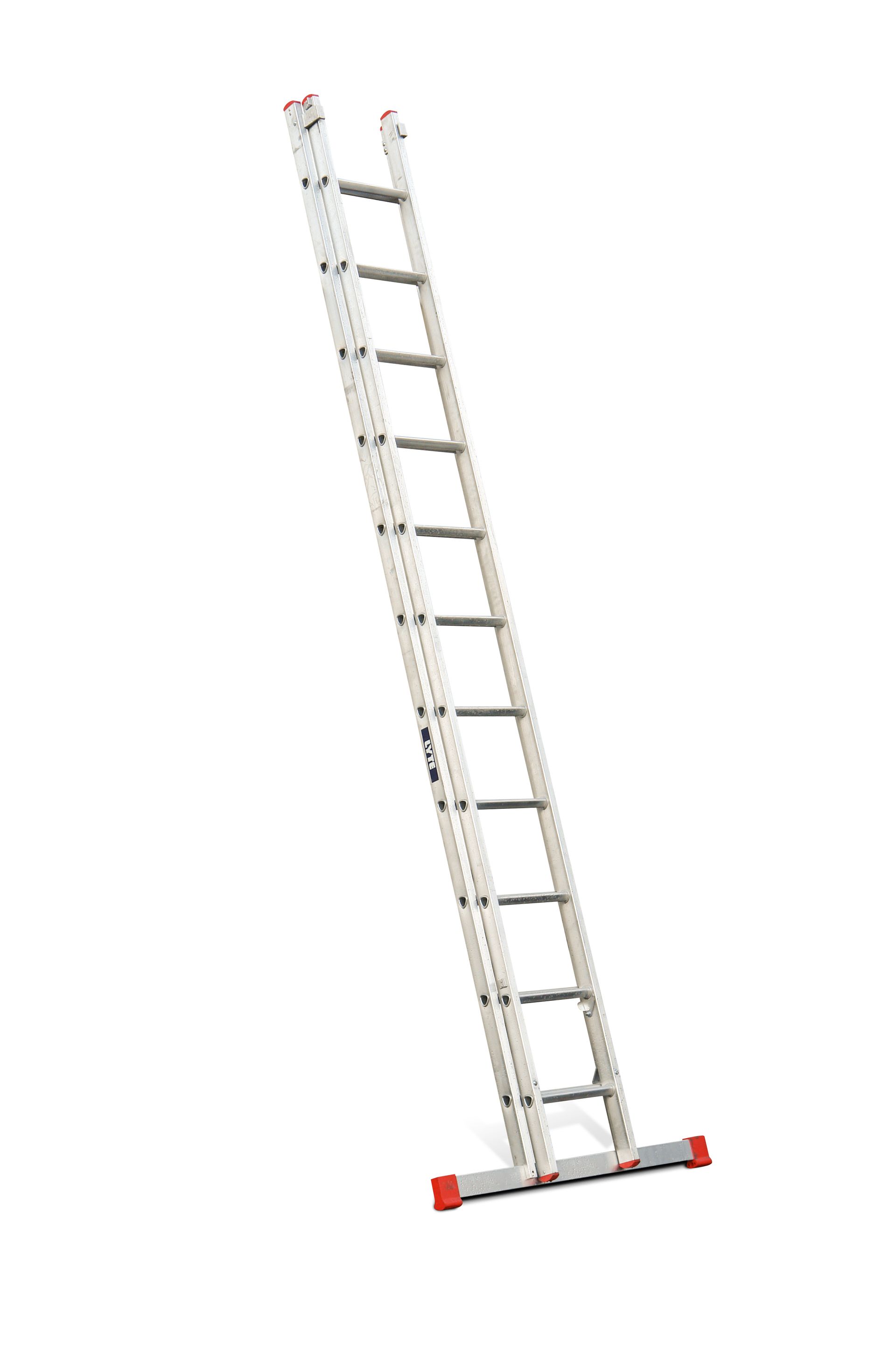 A long ladder is sitting on a white surface.