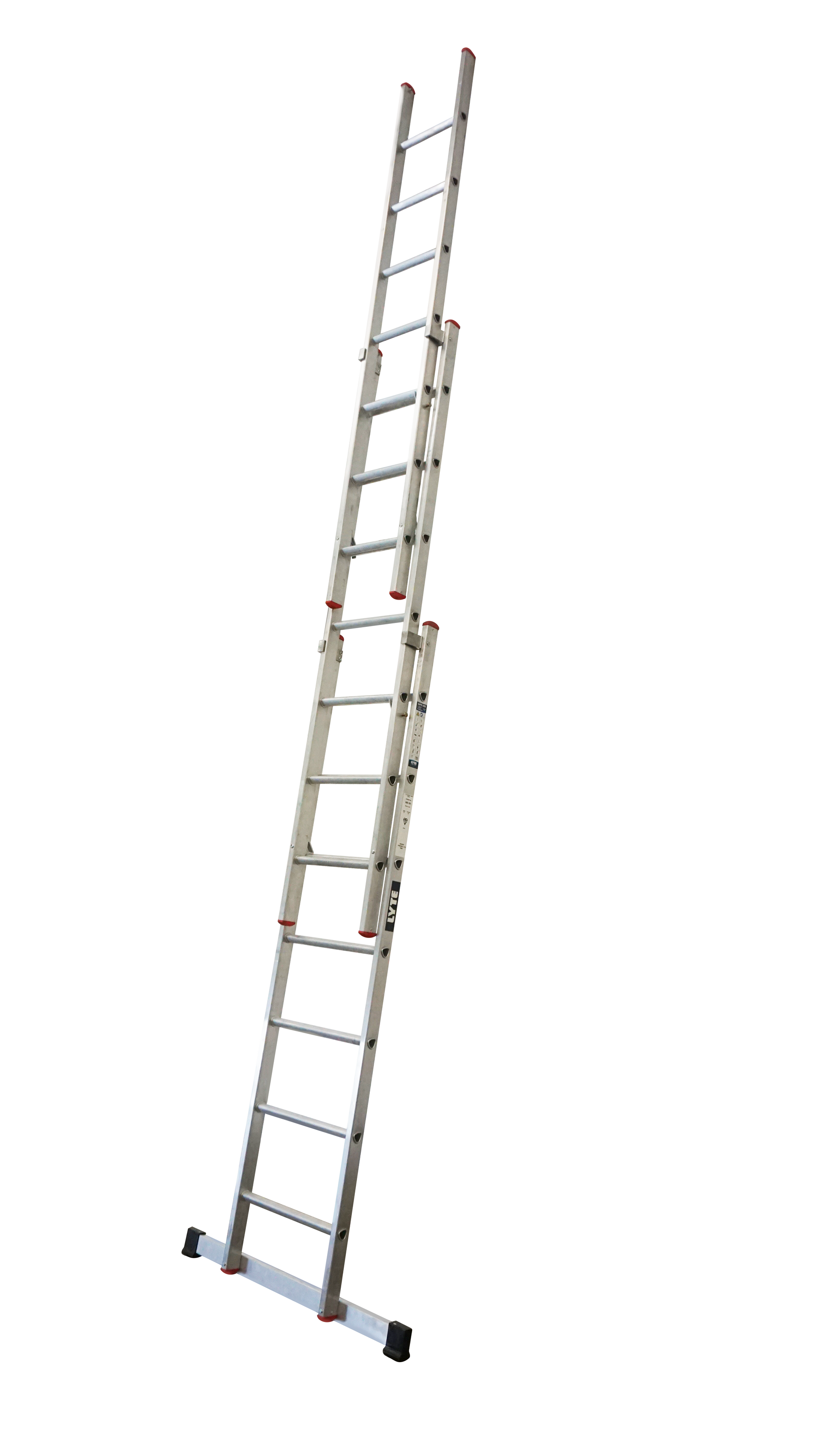 A ladder is standing upright on a white background.