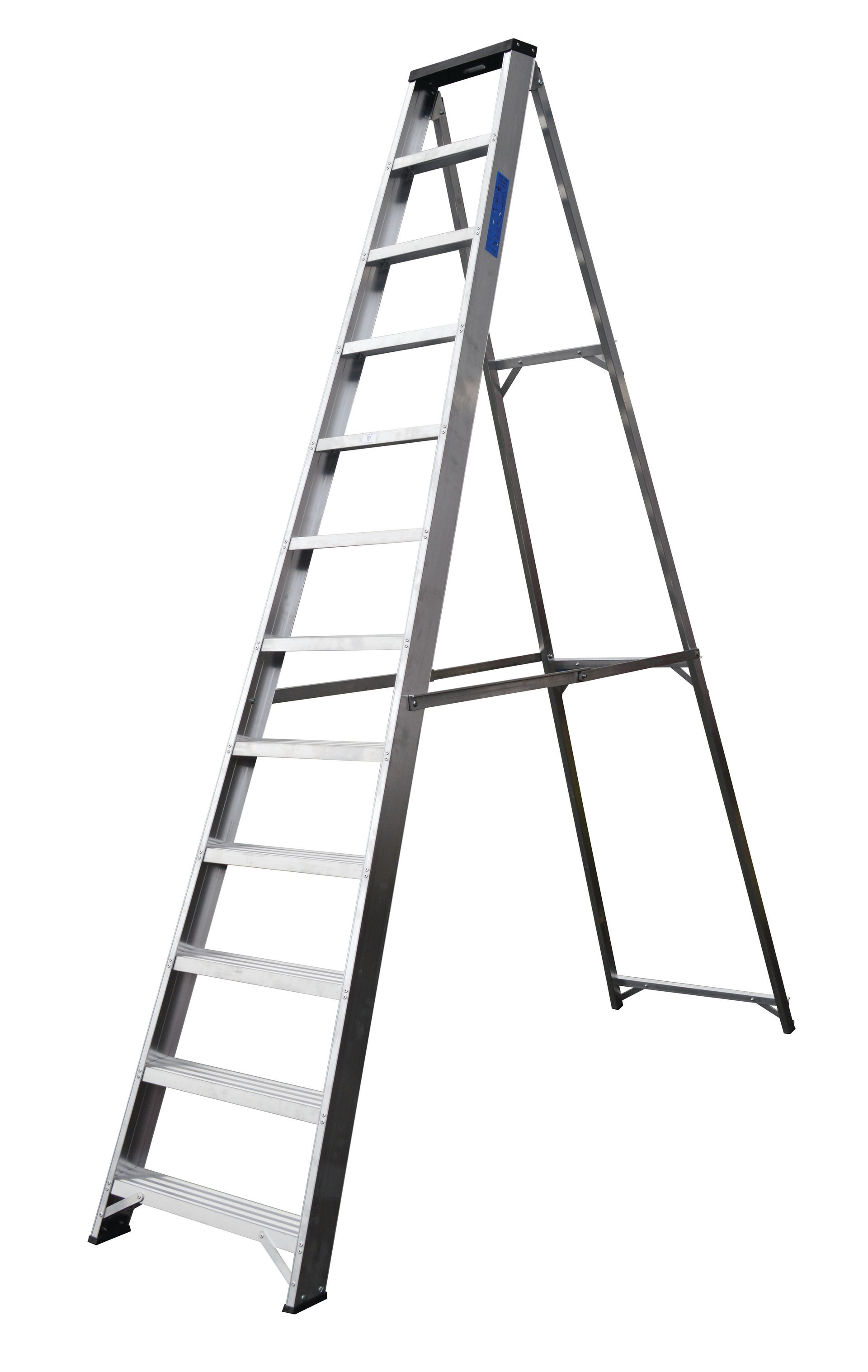 A ladder is sitting on top of a white surface.