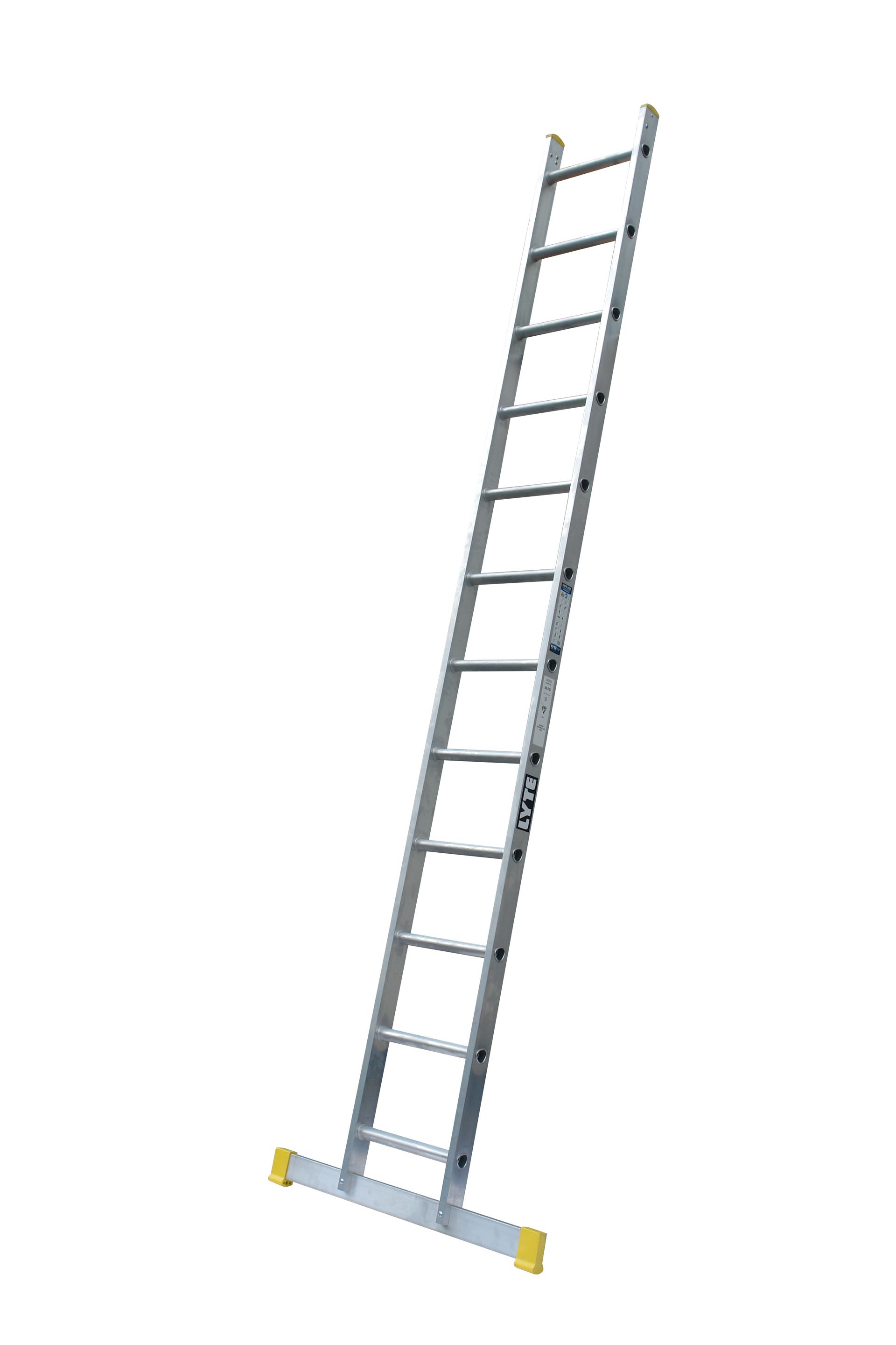 A ladder is sitting on top of a white surface.