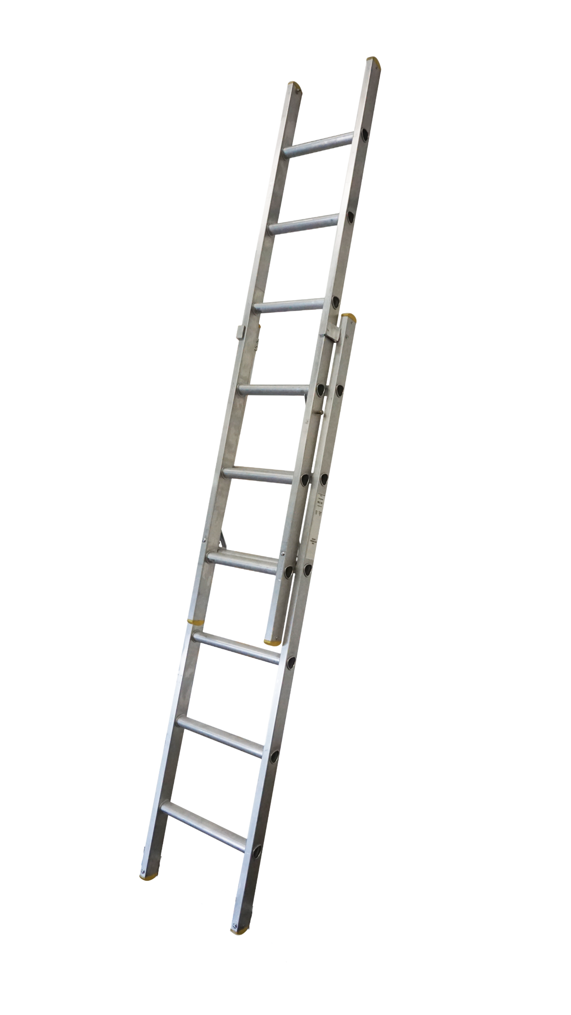 A ladder is sitting on a white surface.
