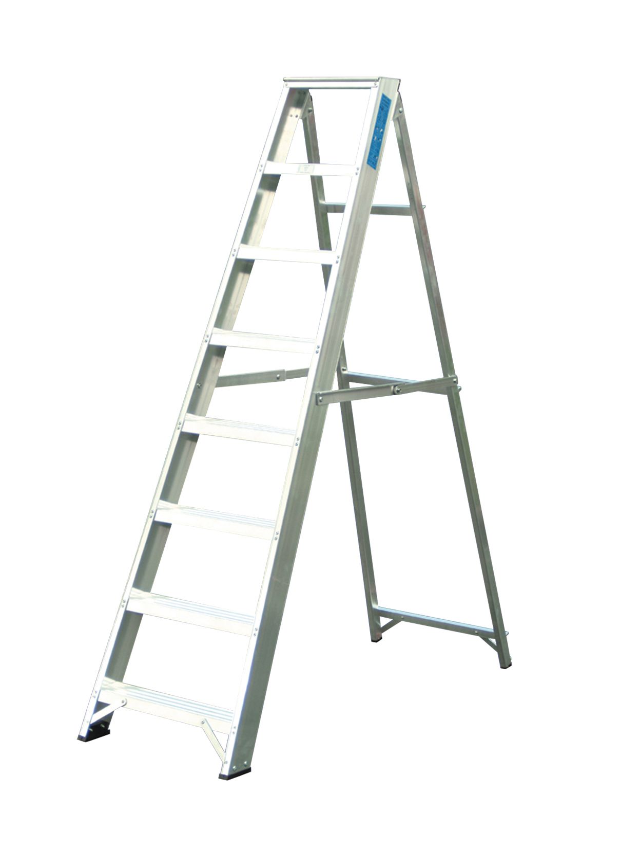 A ladder is sitting on top of a white surface.
