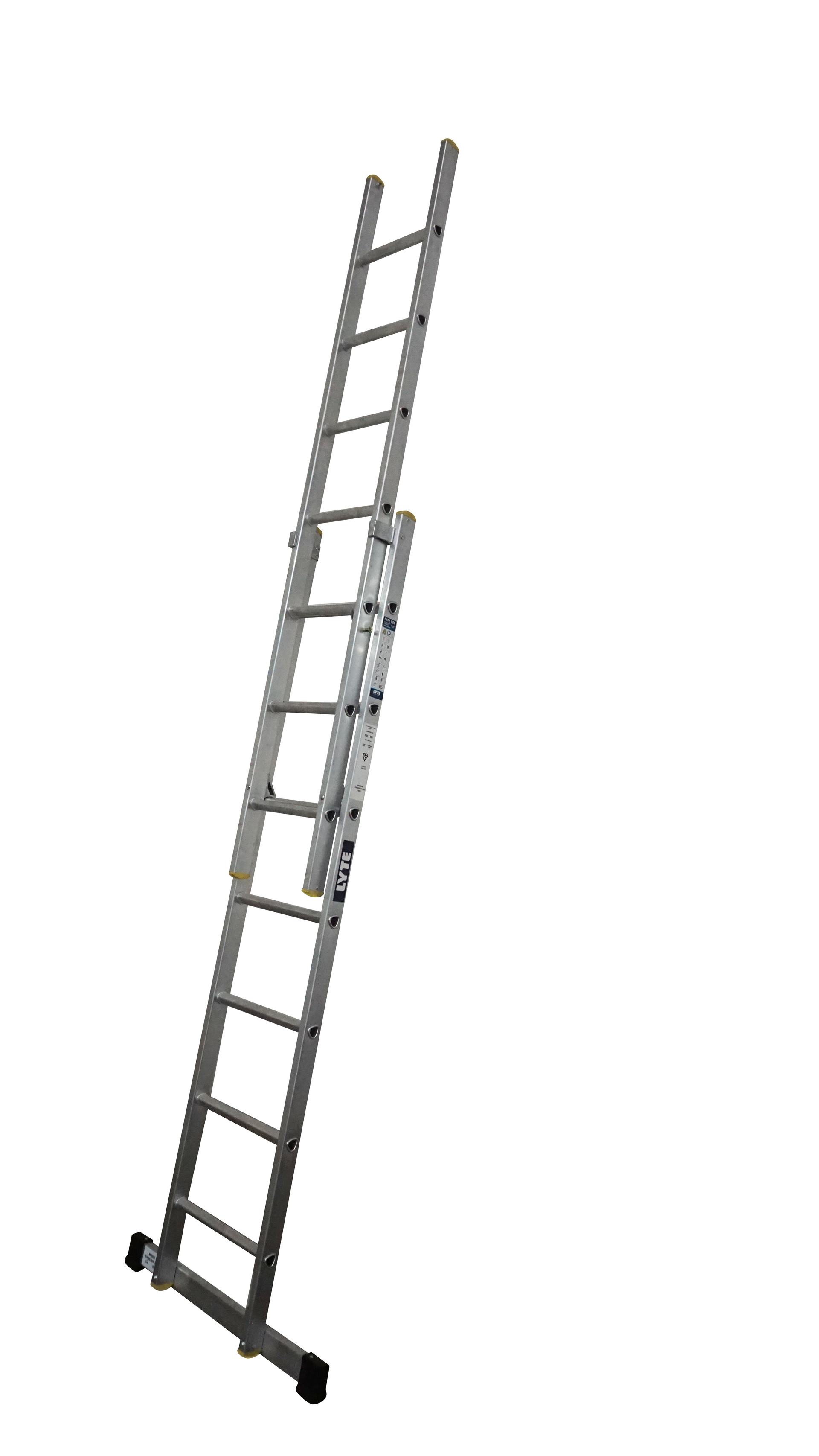 A ladder is sitting on a stand on a white background.