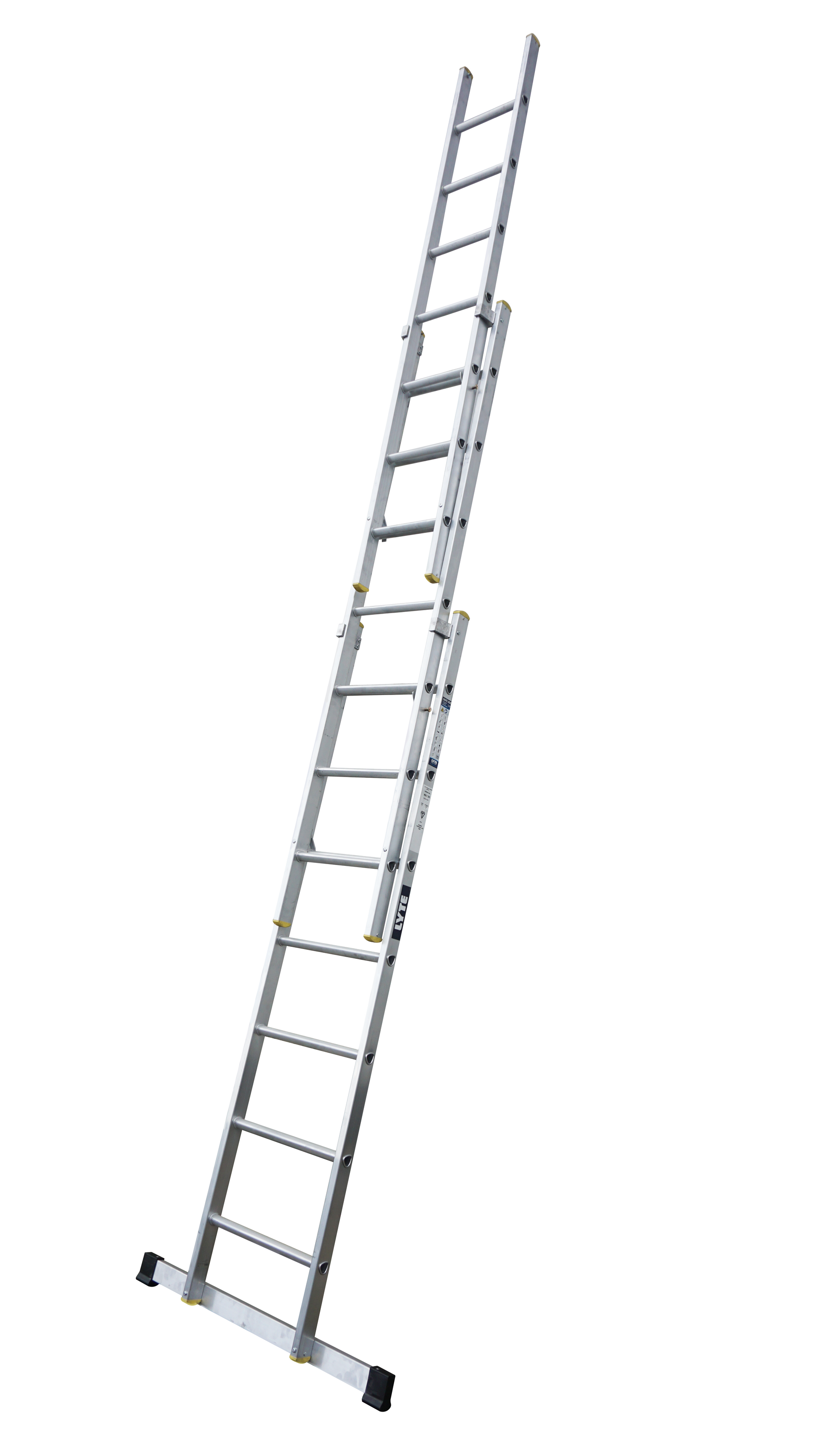 A ladder is sitting on top of a white surface.