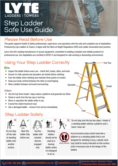 Step Ladder Safe Use Guide flyer