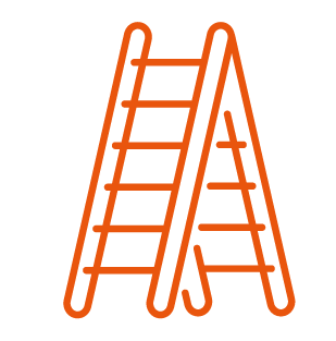 A line drawing of two ladders on a white background.