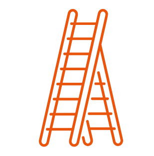 A line drawing of a ladder on a white background.