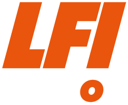 An orange lfi logo with a white circle in the middle