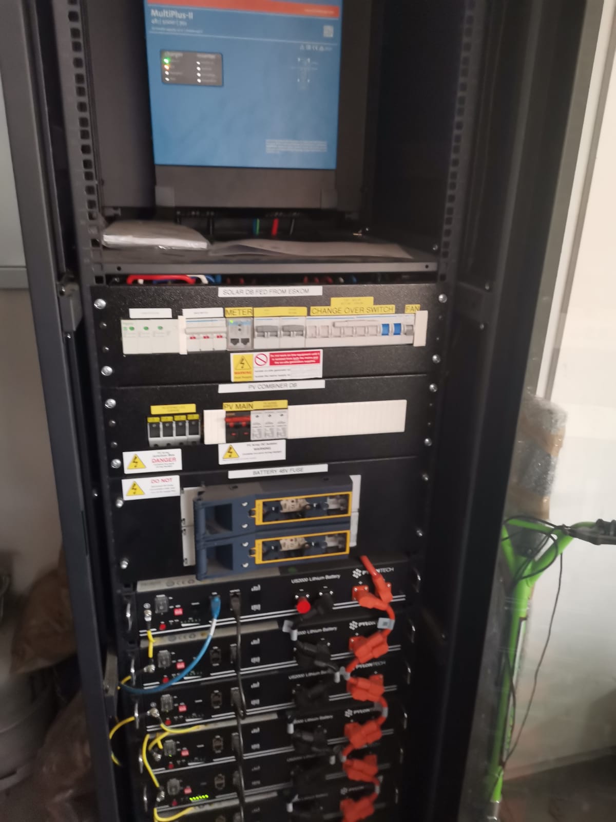 Solar distribution board connected to lithium batteries
