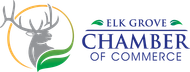 The elk grove chamber of commerce logo is a deer with antlers and leaves.