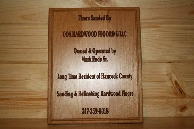 Hardwood — Cox Hardwood Flooring Wood Signage in Greenfield, IN