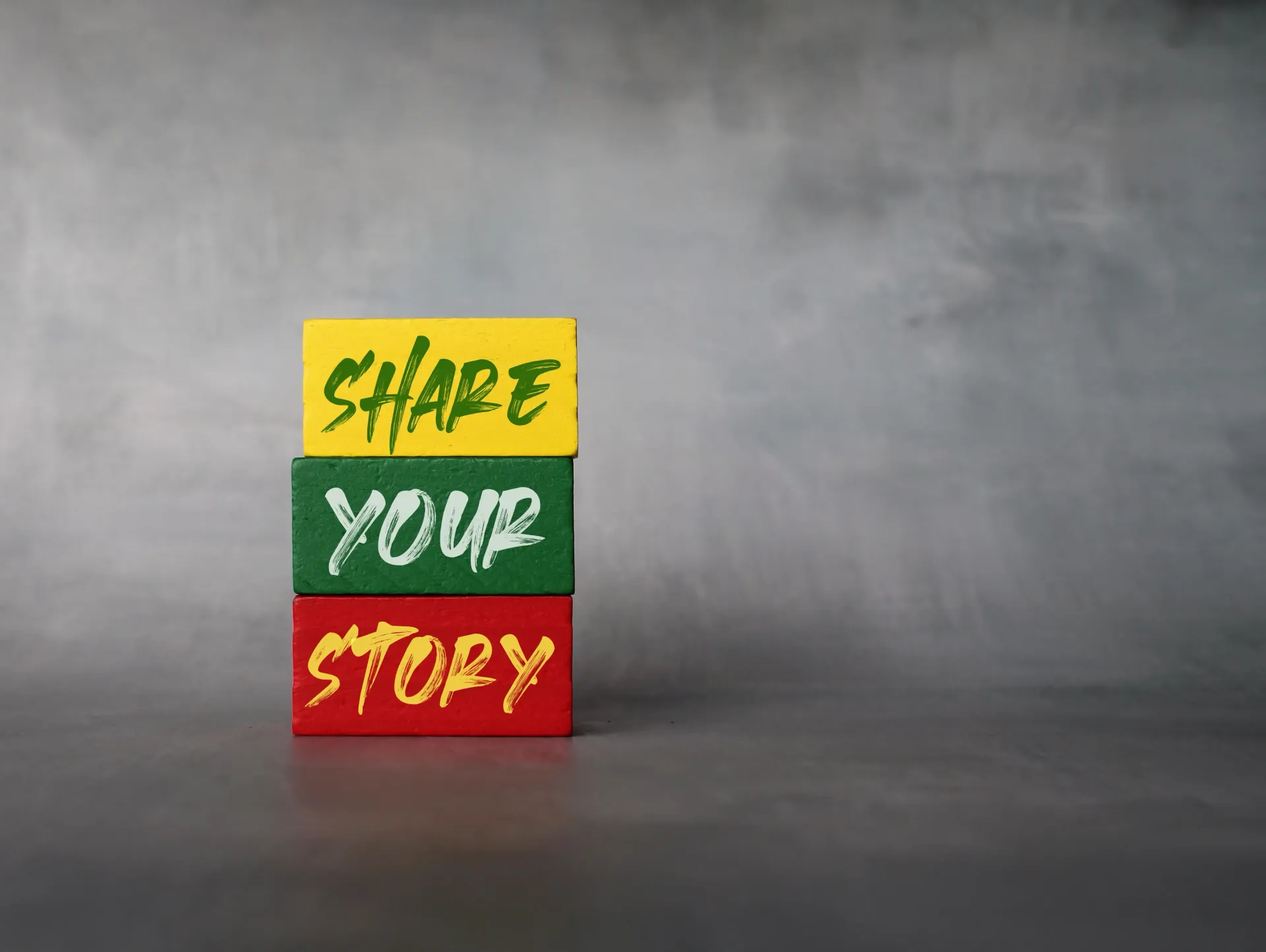 Talk about your Journey Blocks Saying Share Your Story