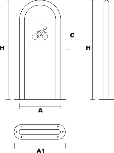 Zeichnung Fahrradständer Single
