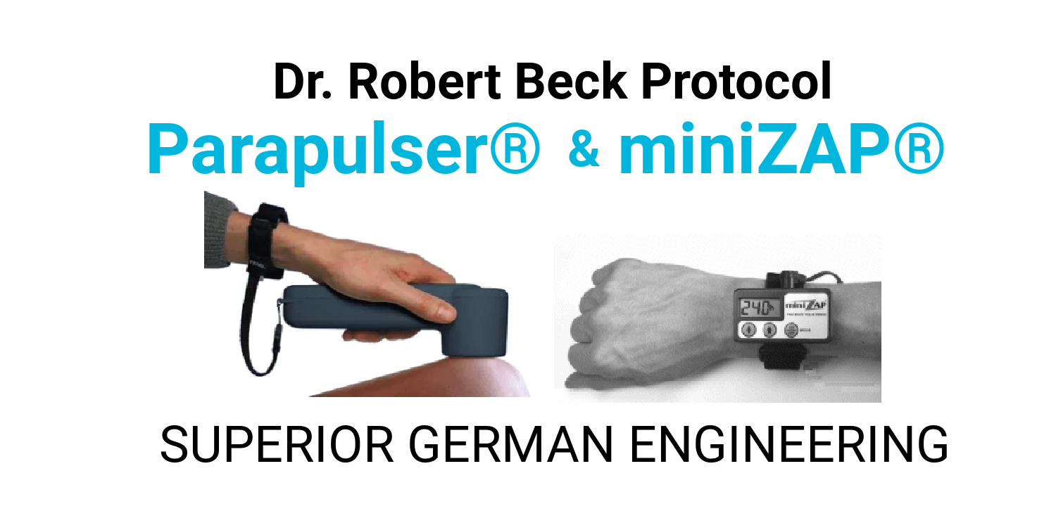 A logo for dr. robert beck protocol parapulser and minizap