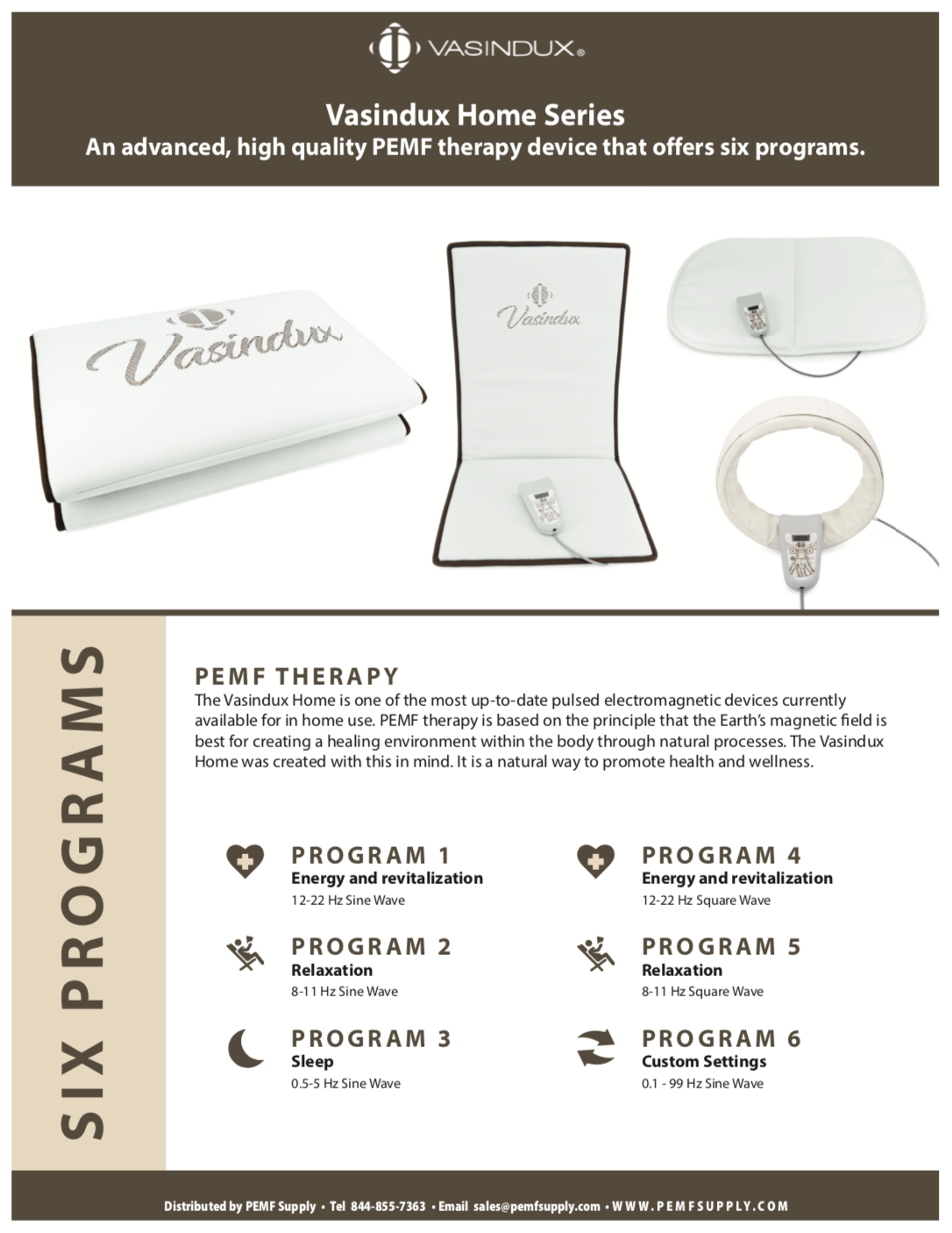 A brochure for a device called vasandex home series.