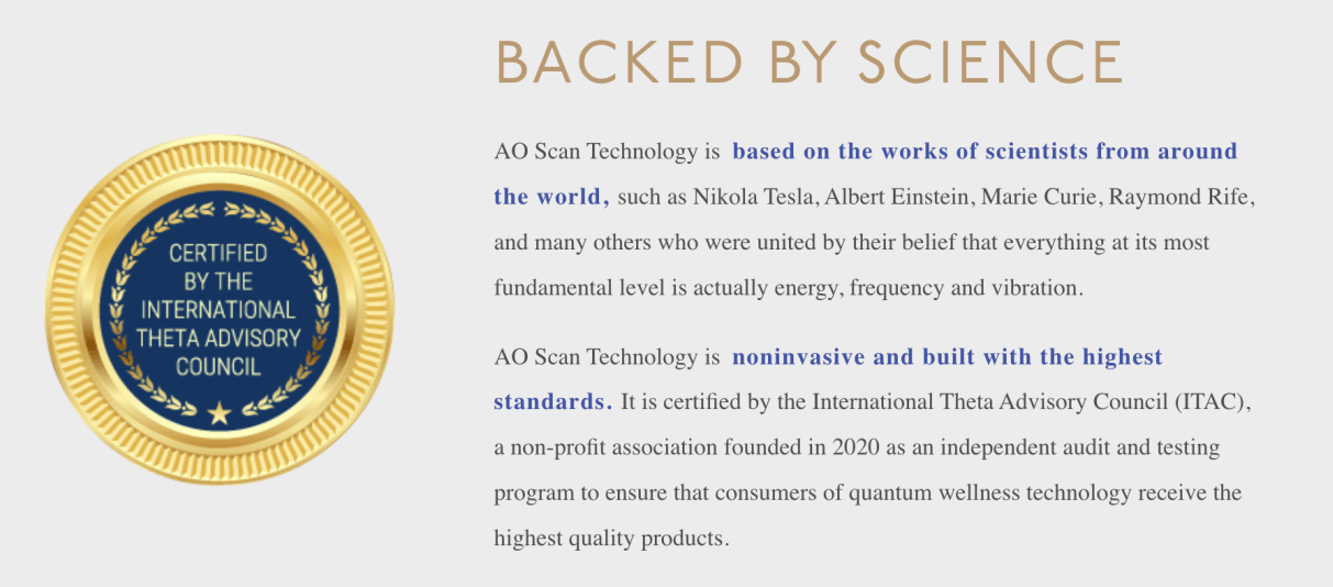 AO Scan is Certified by the International Theta Advisory Council