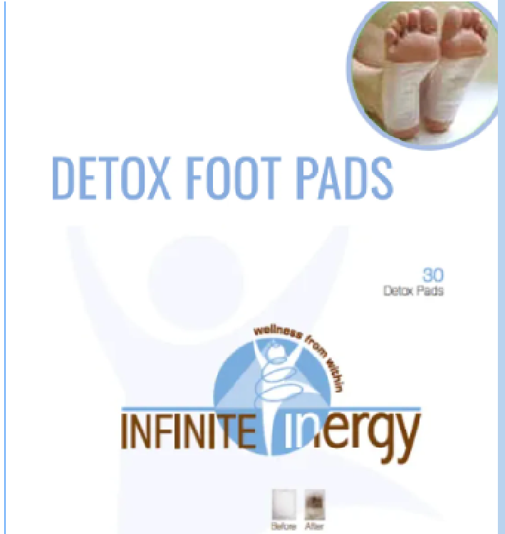 Detox while you sleep - a bottle of castor oil next to a box of detox foot pads
