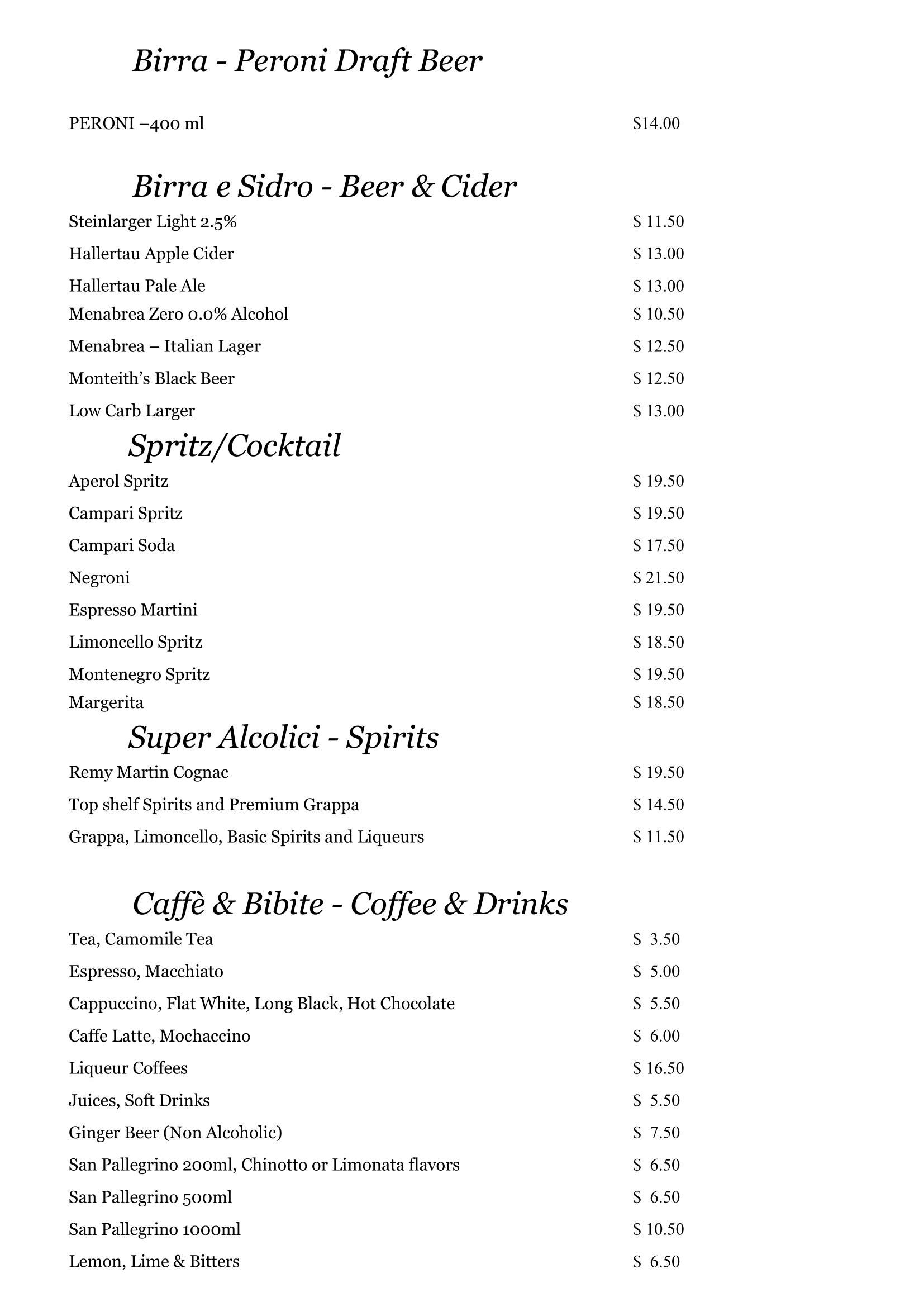 Gusto Italiano Beers 