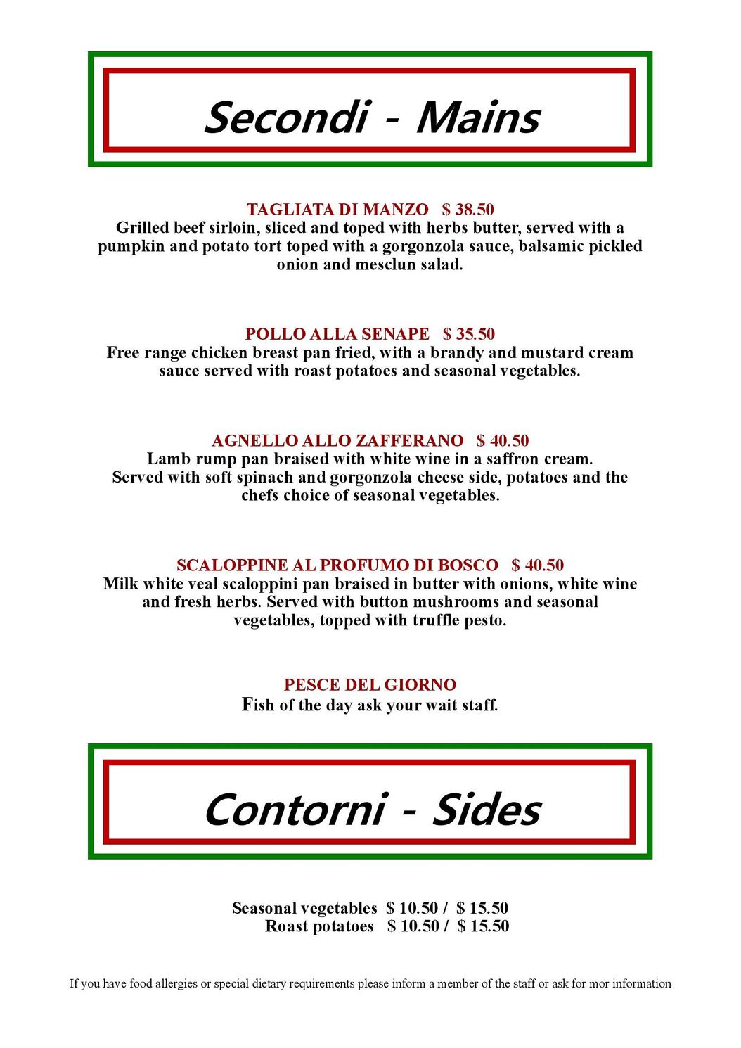 Set Menu