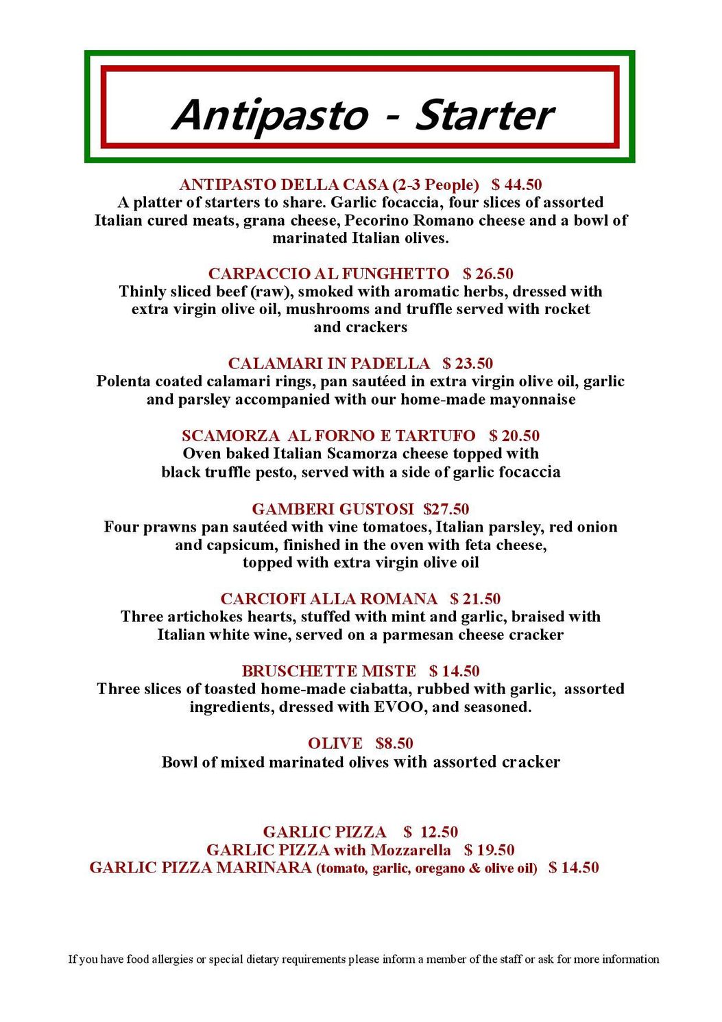 Gusto Pizzeria Wood Fire Pizza