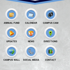 A screenshot of a website with icons for annual fund calendar and campus cam