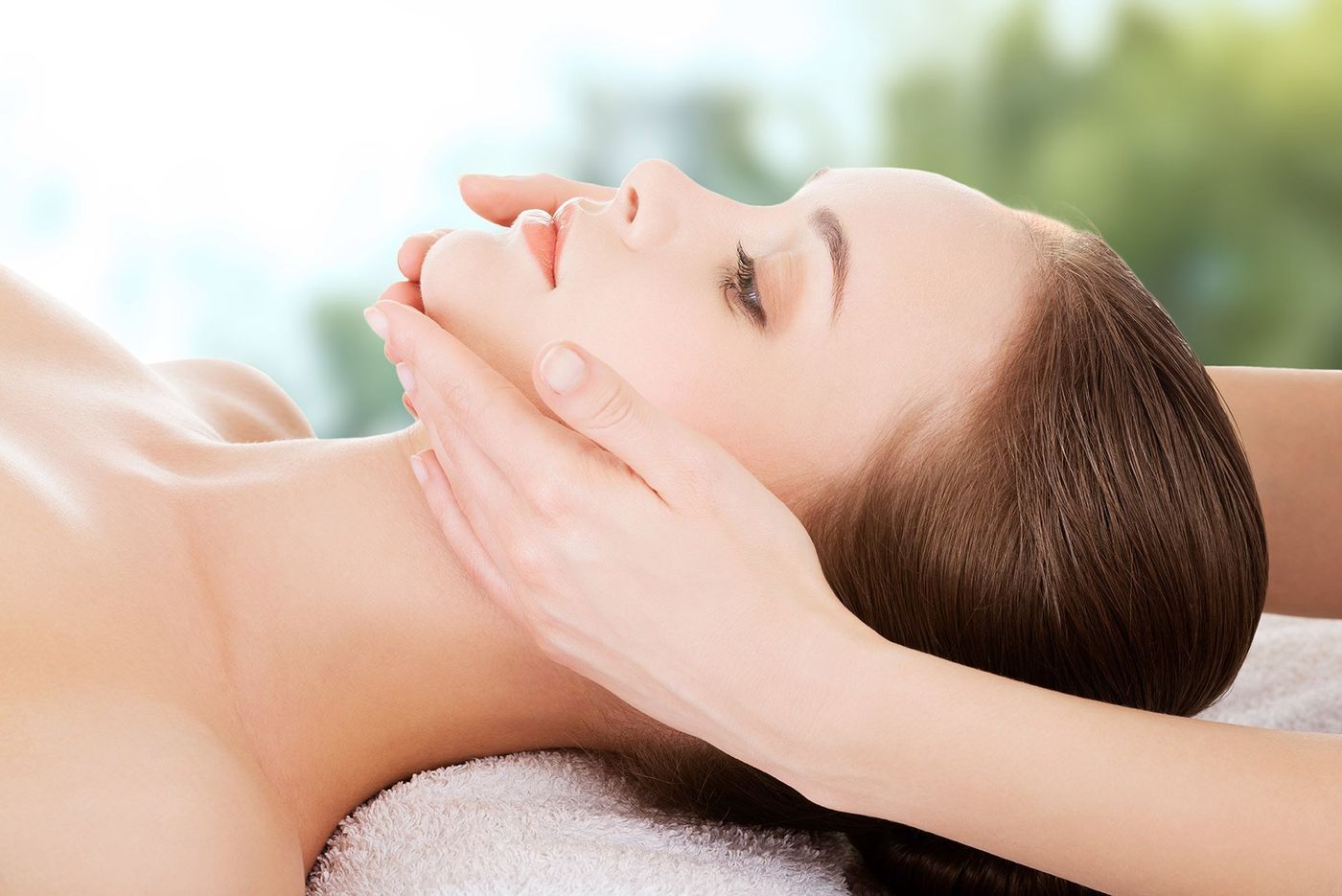 Women receiving facial massage