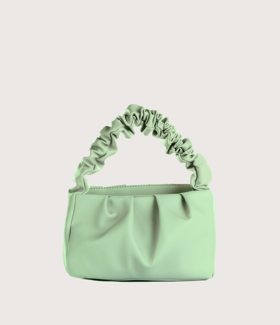 Leather Green Ruched Handbag