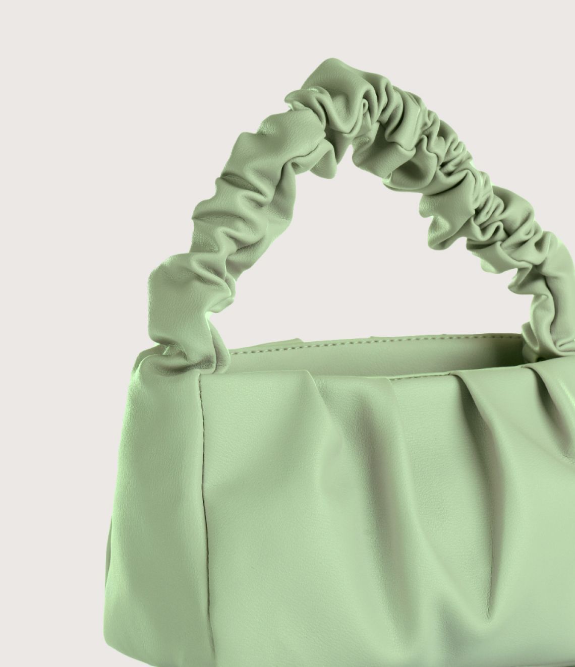 Leather Green Ruched Handbag