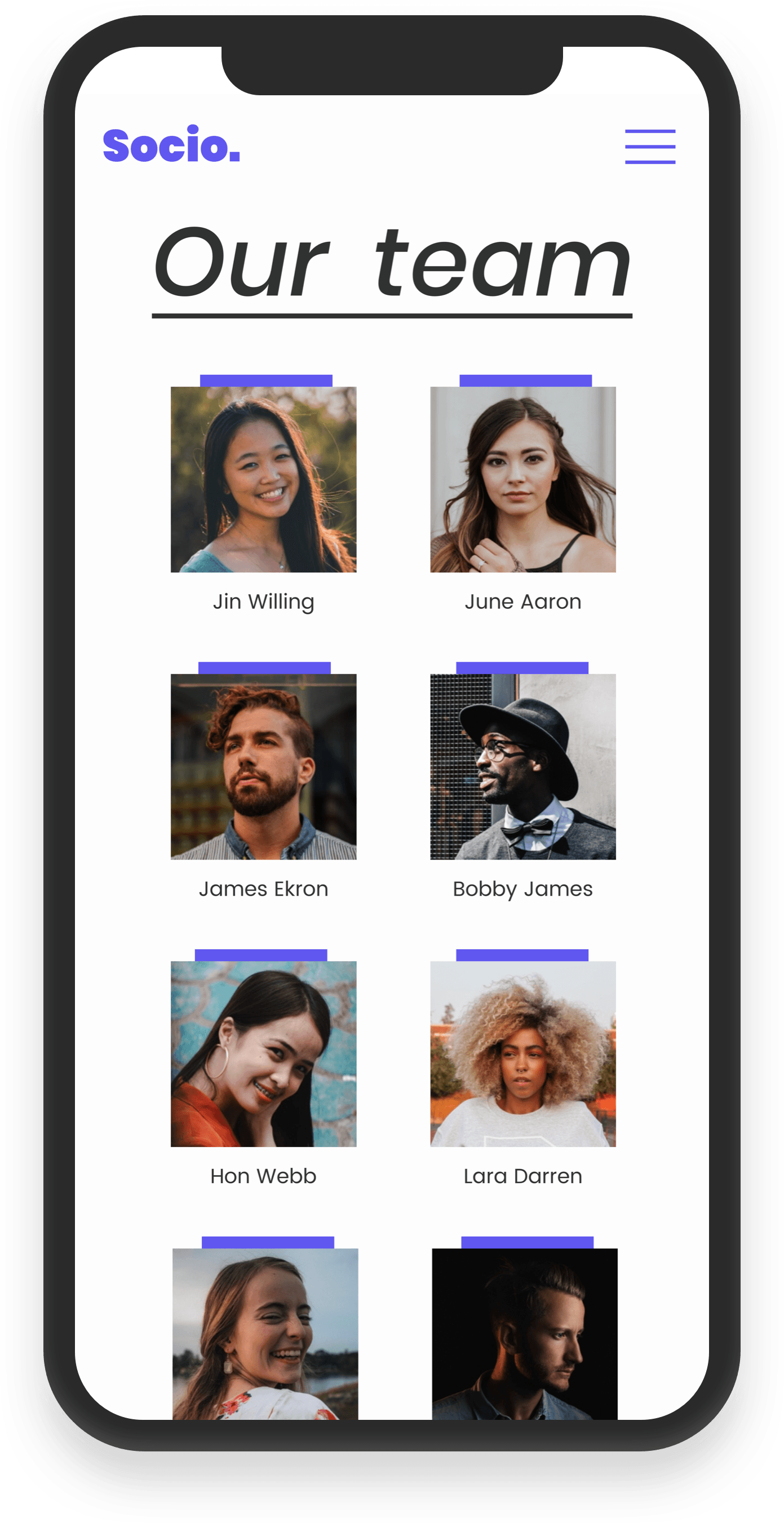 A cell phone with a screen that says `` our team '' on it.