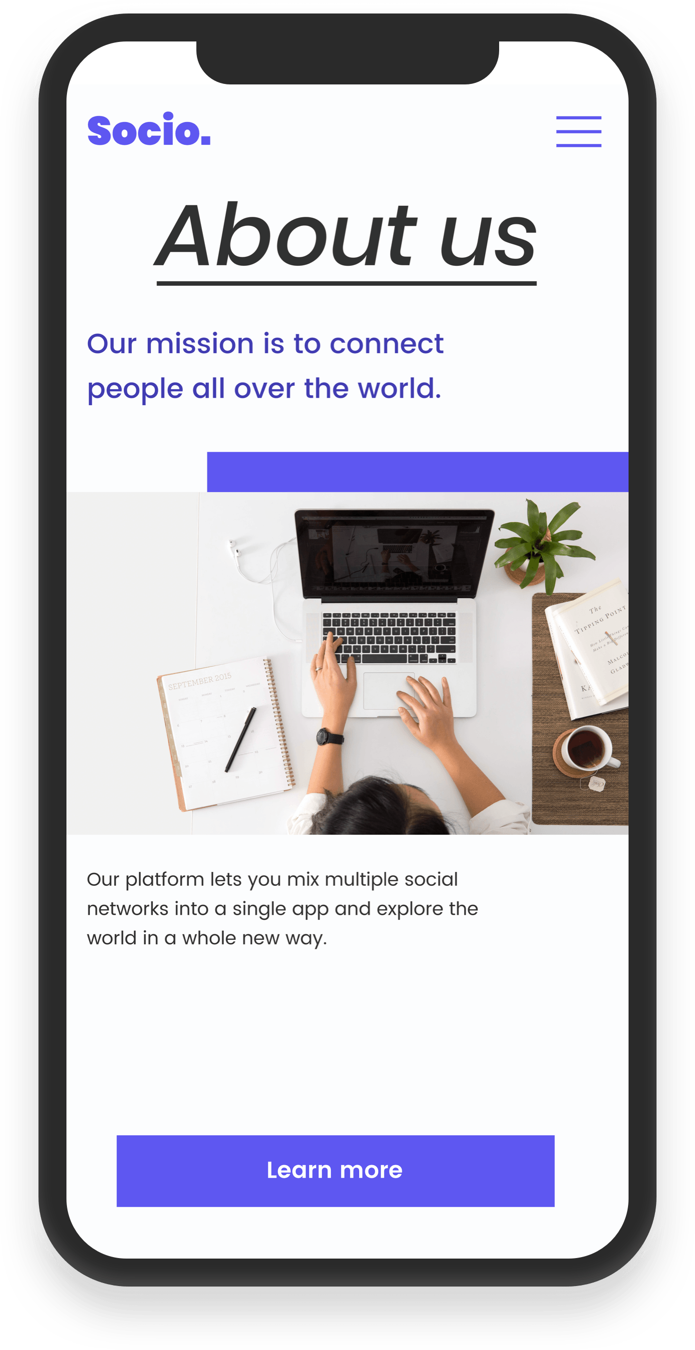 Teléfono móvil que muestra la página 