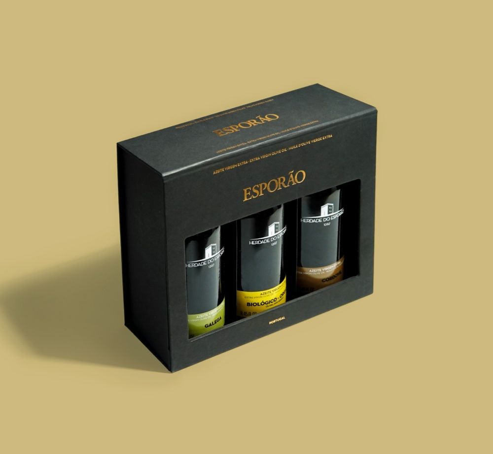 A black gift box with gold 