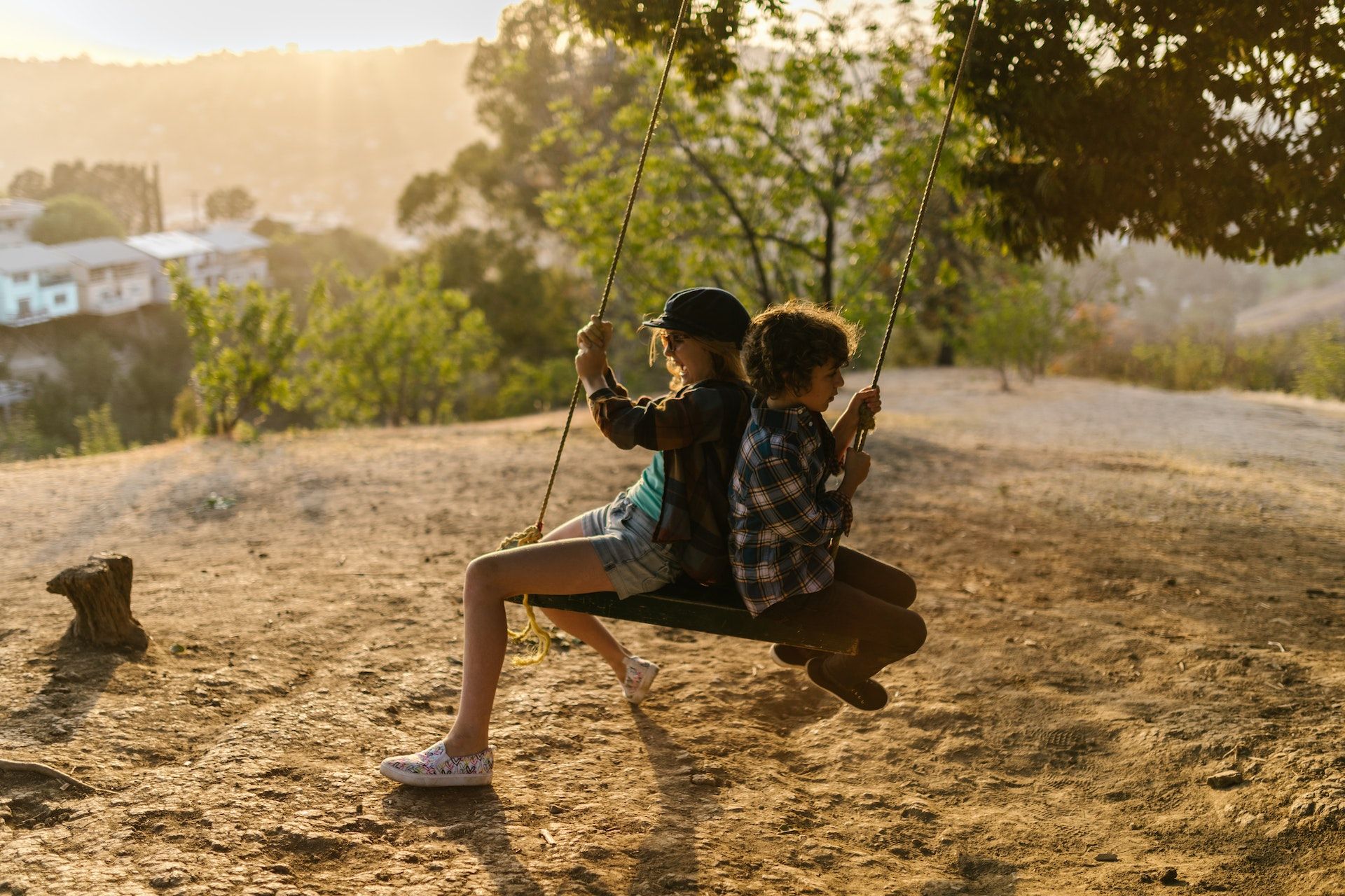 Children on swing 