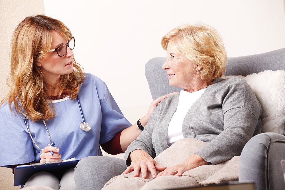 And nurses explain the processes to the older lady and comforting her.