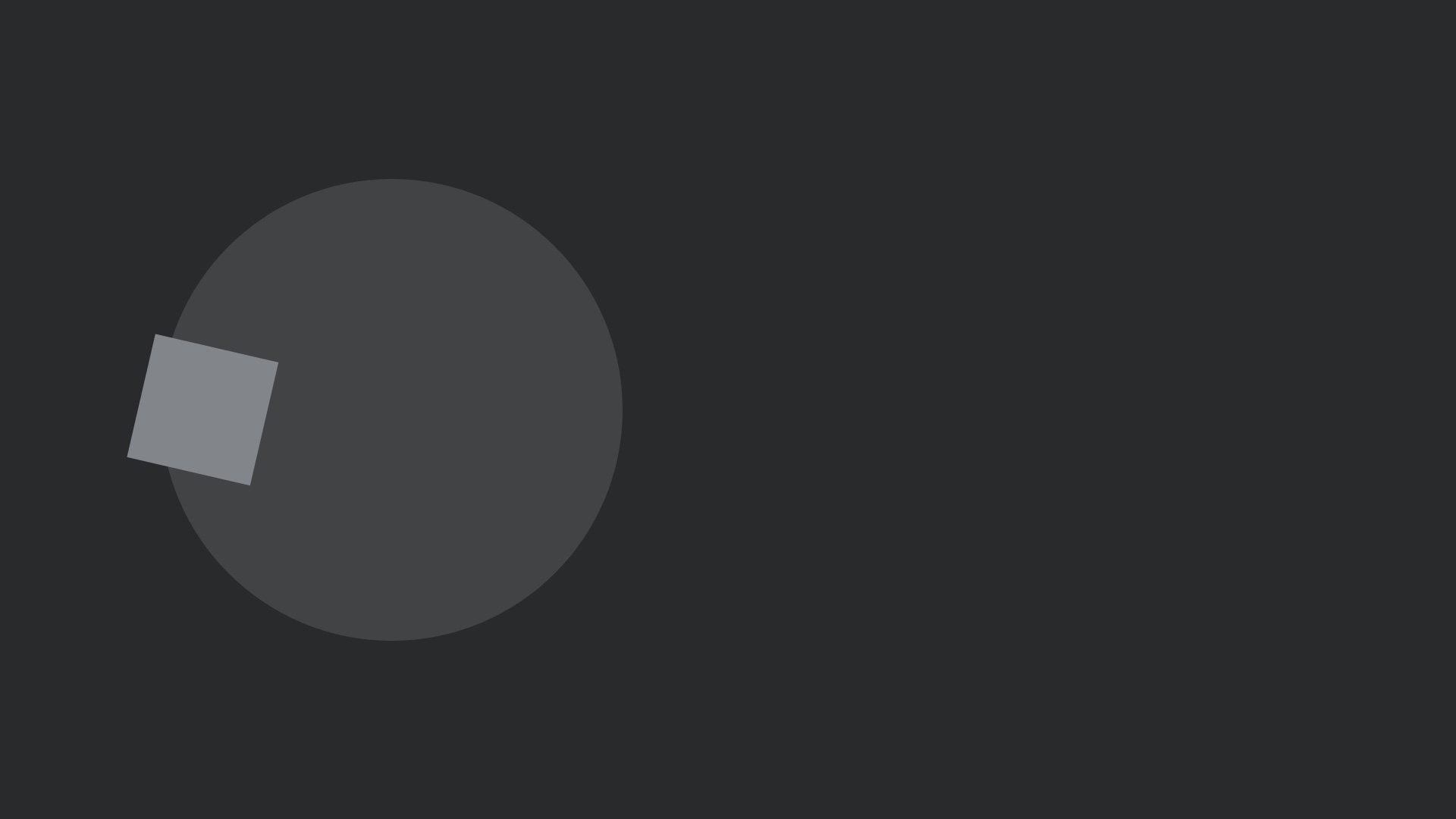 FUNDICION DE PIEZAS ESPECIALES EN MEDIA Y ALTA PRODUCCION Cuadrado gris dentro de un círculo gris oscuro sobre un fondo negro.