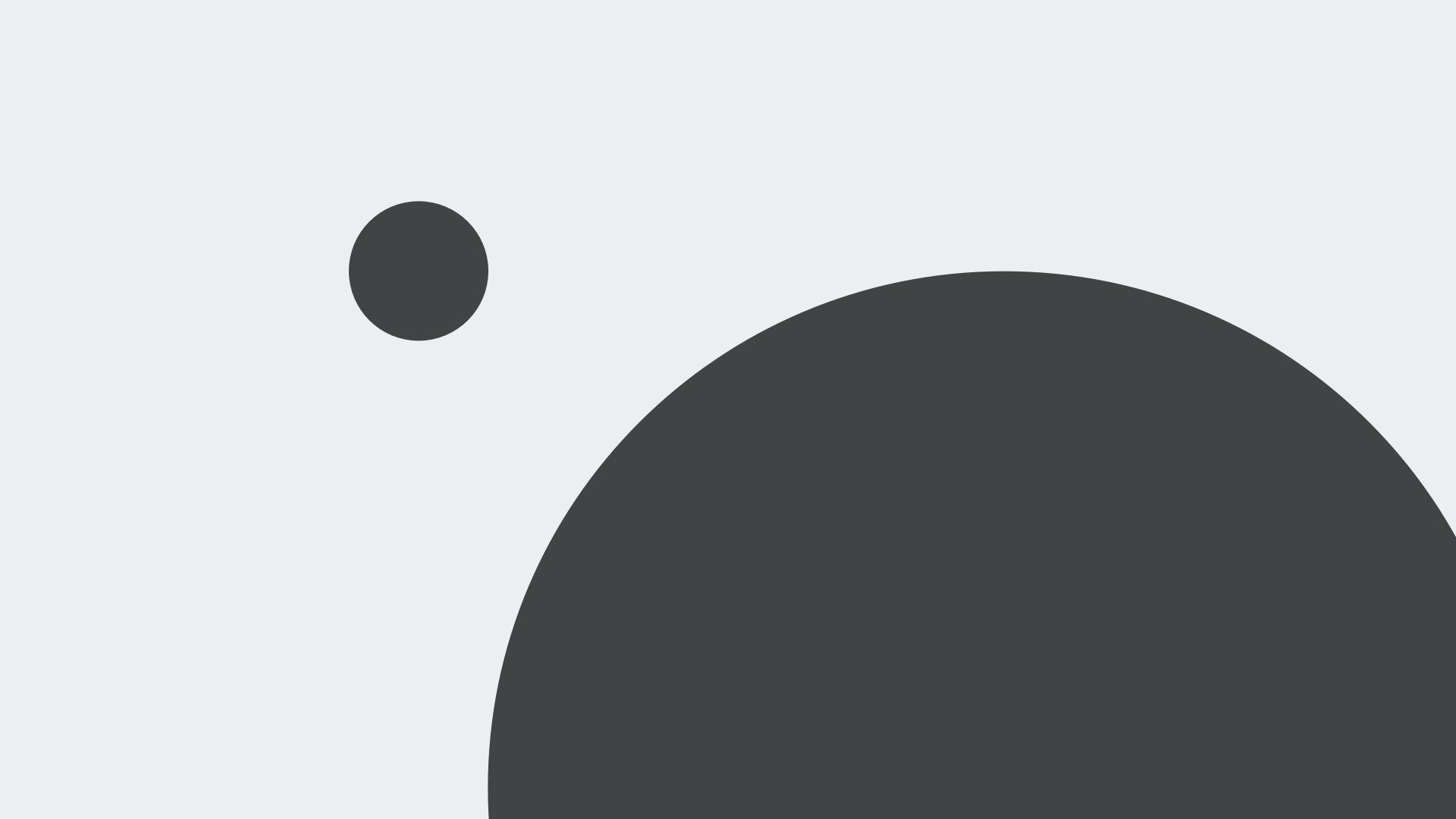 A small dark gray circle next to a large, dark gray semi-circle, against a light gray background.