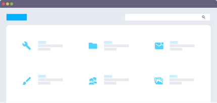 A computer screen with a bunch of blue icons on it.
