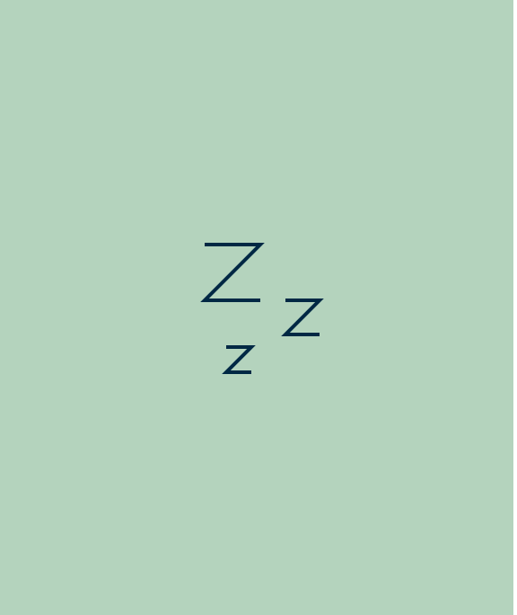 Un fondo verde con un símbolo de dormir sobre él.