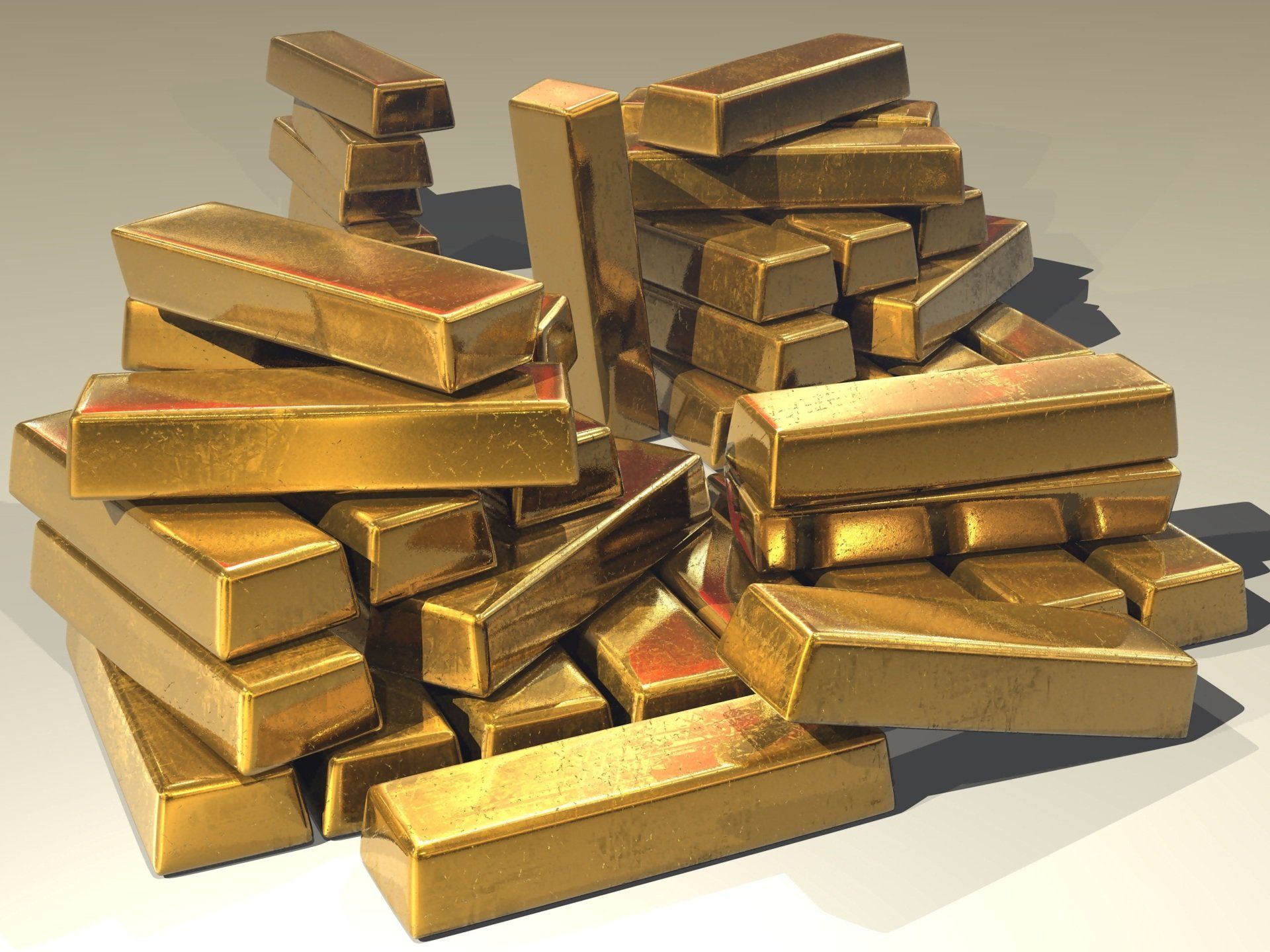 A large pile of gold bars