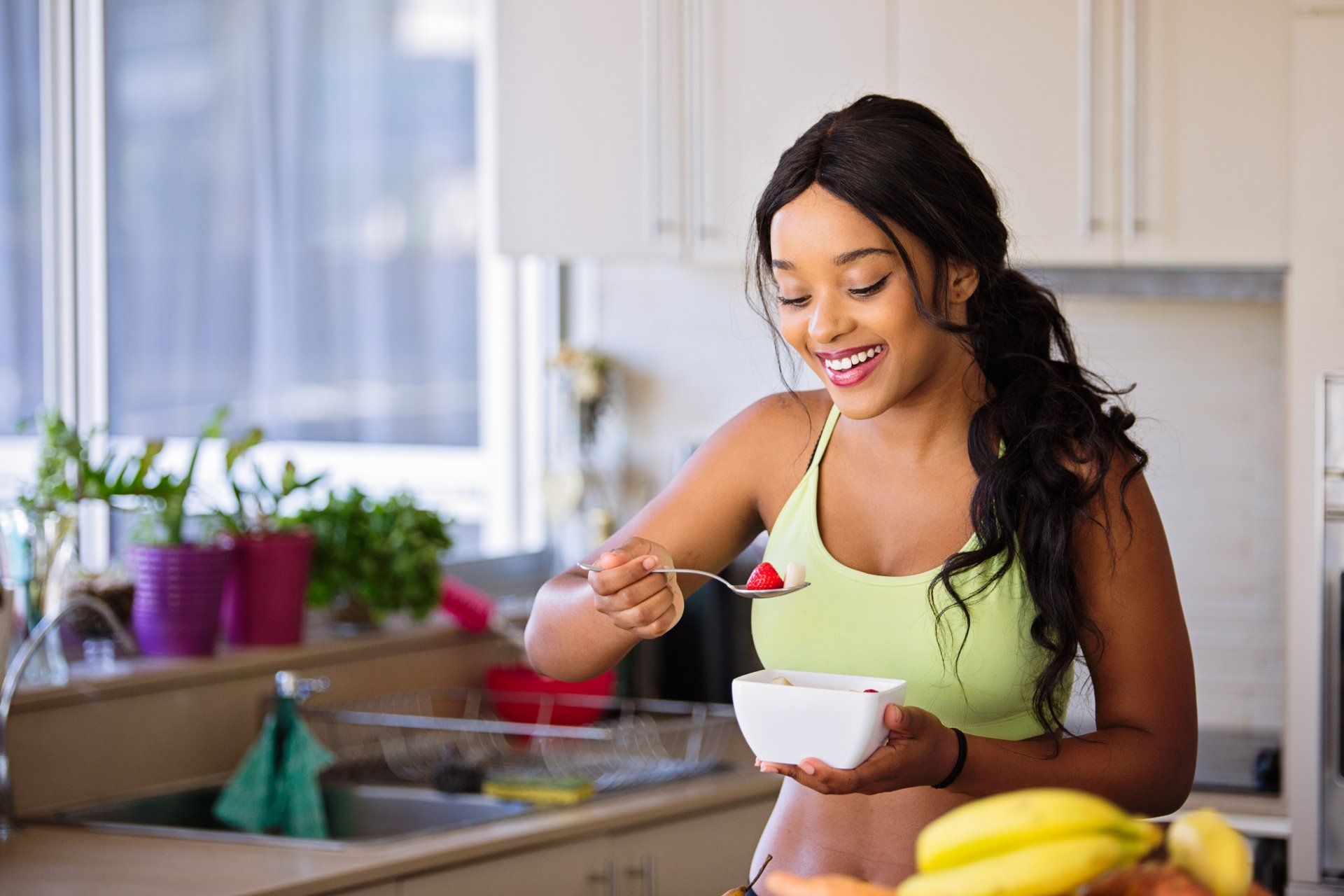 Woman preparing superfood for a post exercise workout
