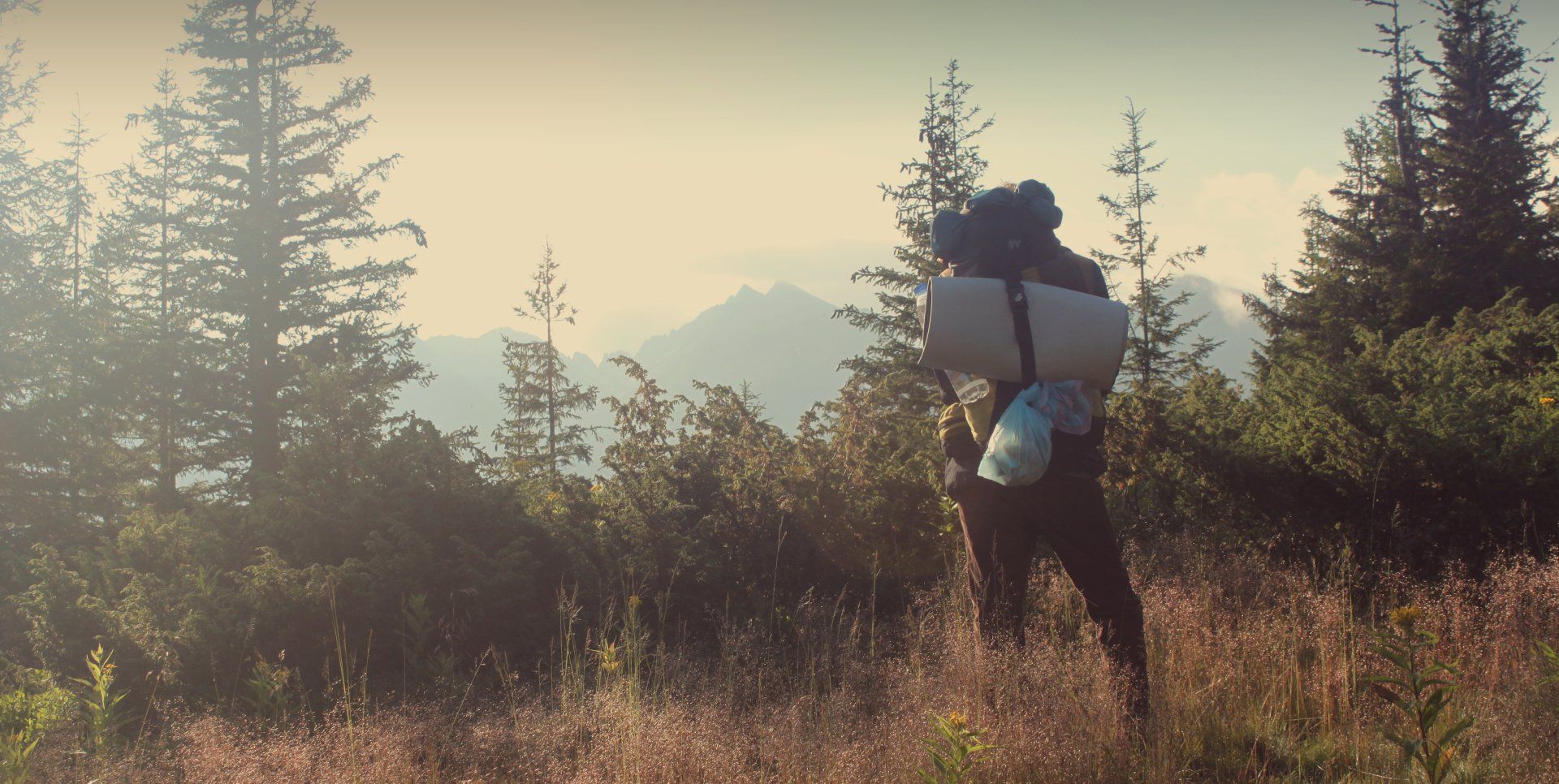 A man hiking in the wilderness