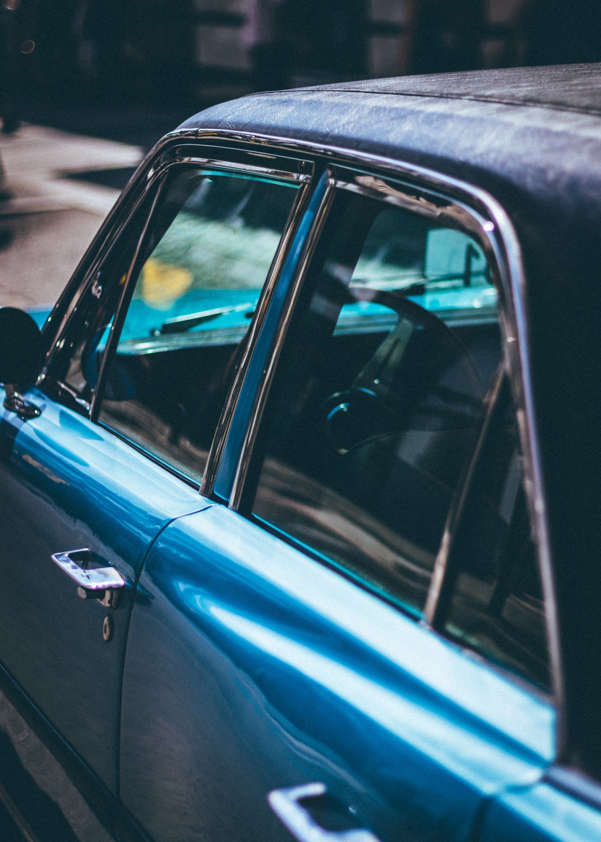 side view of a vintage car