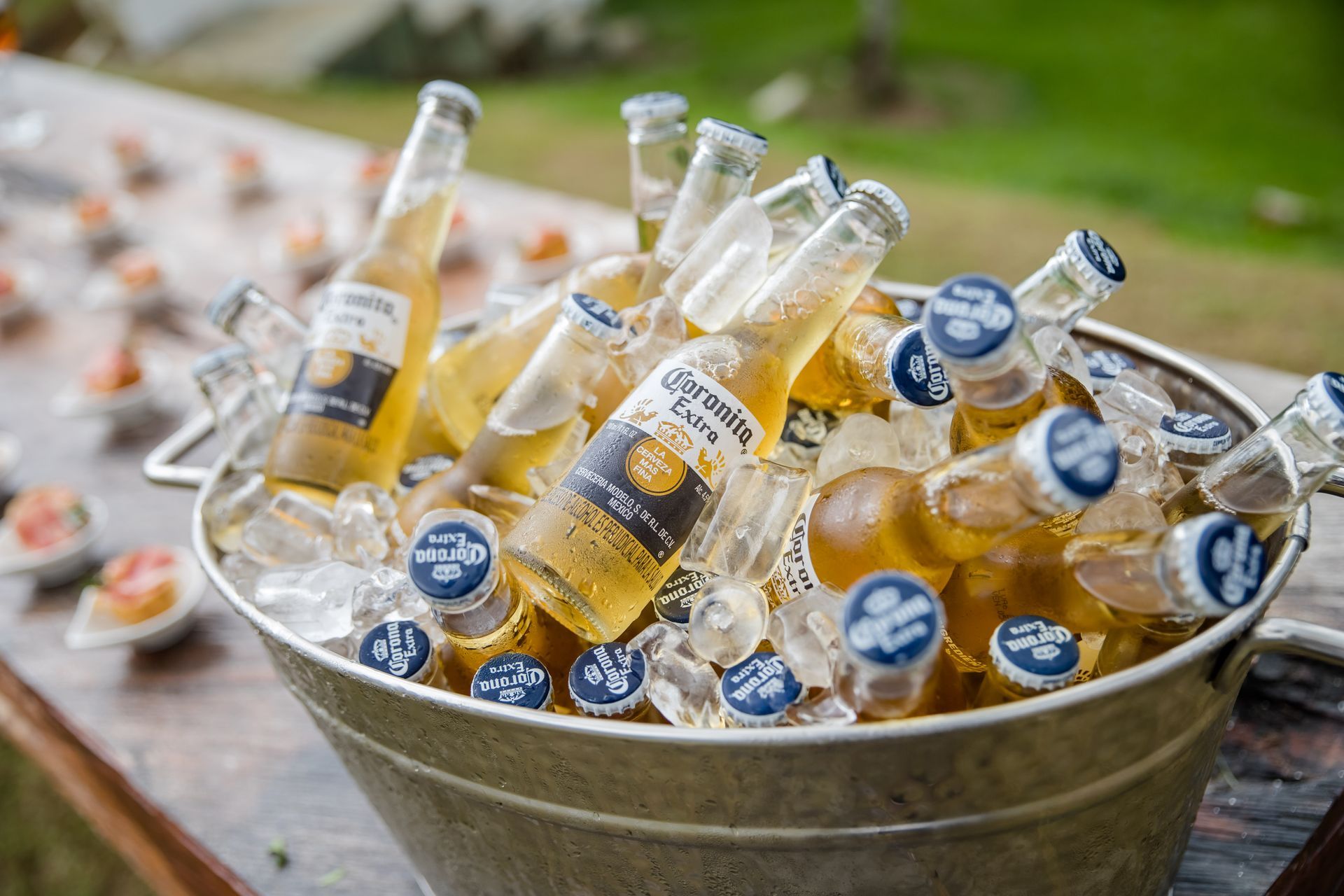 ice with bottles of beer