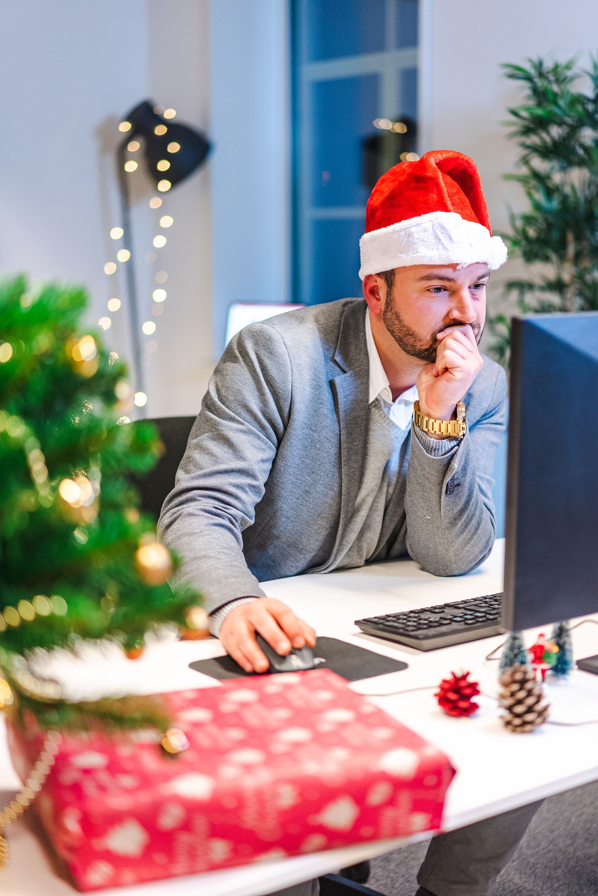 Illustration of different stakeholder management graphics depicting business and value during Christmas with festive decorations