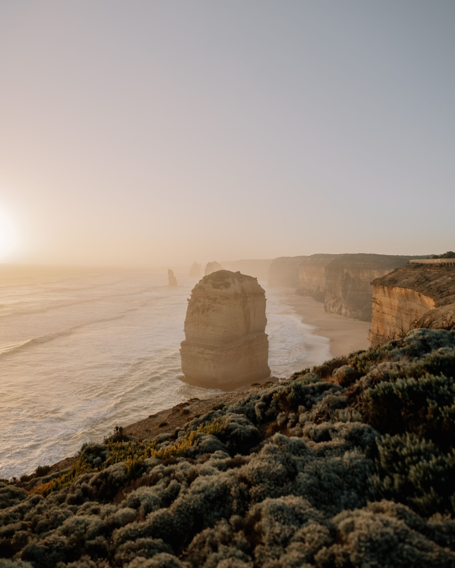 A view of the ocean from a cliff at sunset in Victoria BC.