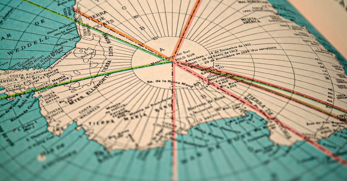 A close up of a map of the world with a circle in the middle.