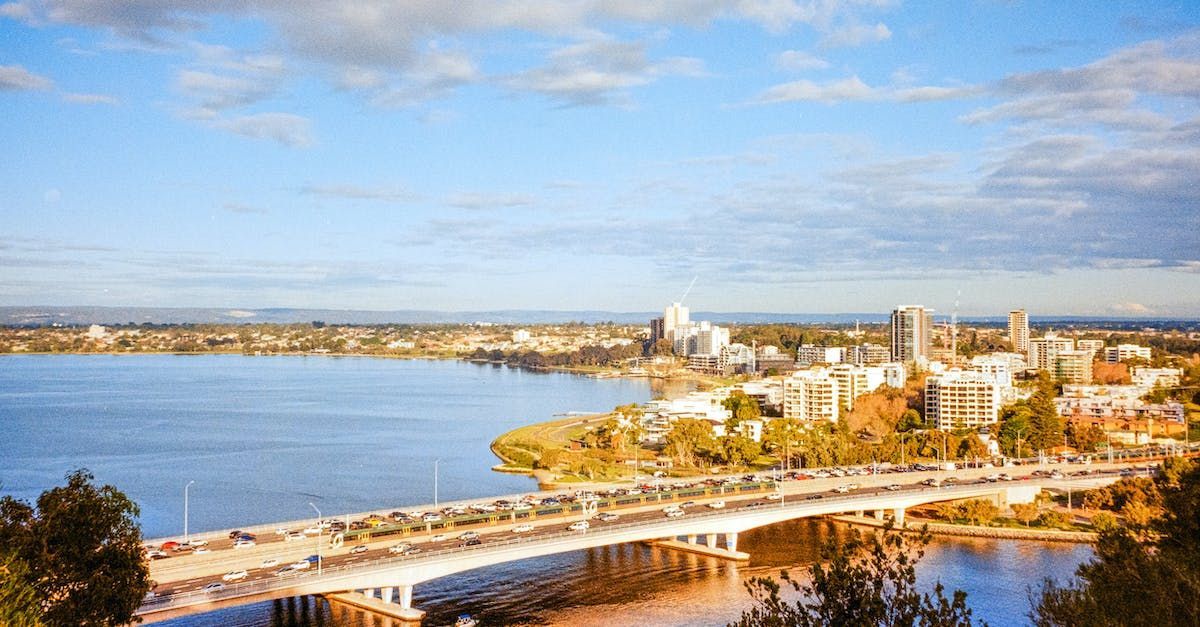 Aerial view of Swan River in Perth.