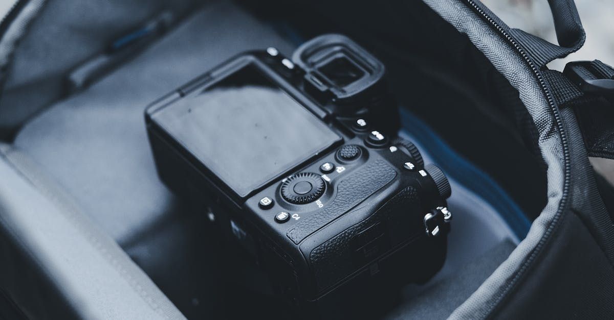 un appareil photo se trouve à l'intérieur d'un sac.