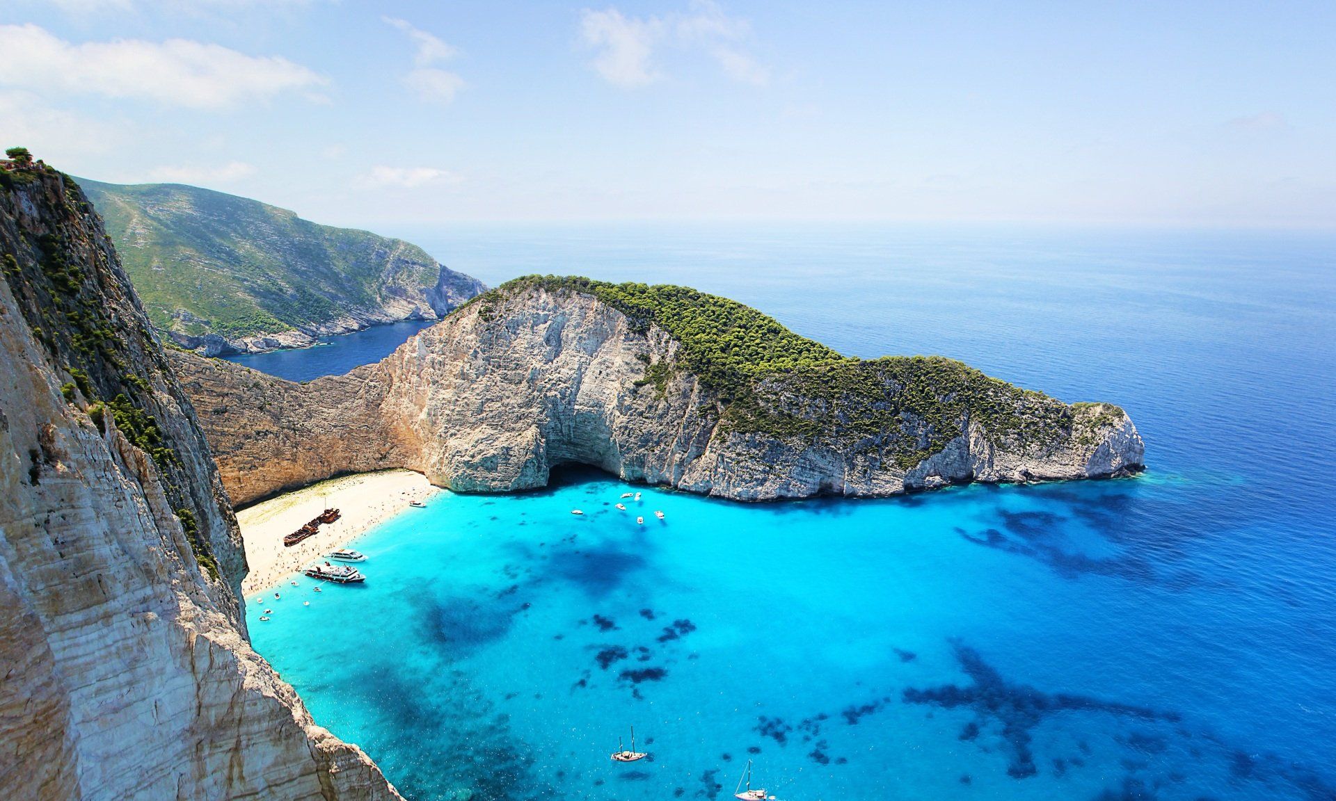 Top View of Navagio Beach, Shipwreck Beach, Agios Georgios, Exposed Cove, Smugglers Cove, on the Coast of Zakynthos, in the Lonian Islands of Greece - Greece Holidays Barter's Travelnet